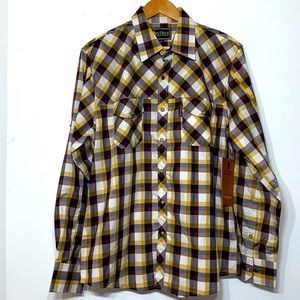 NWT Outback Trading Co Snap Front Plaid Shirt SZ‎ L